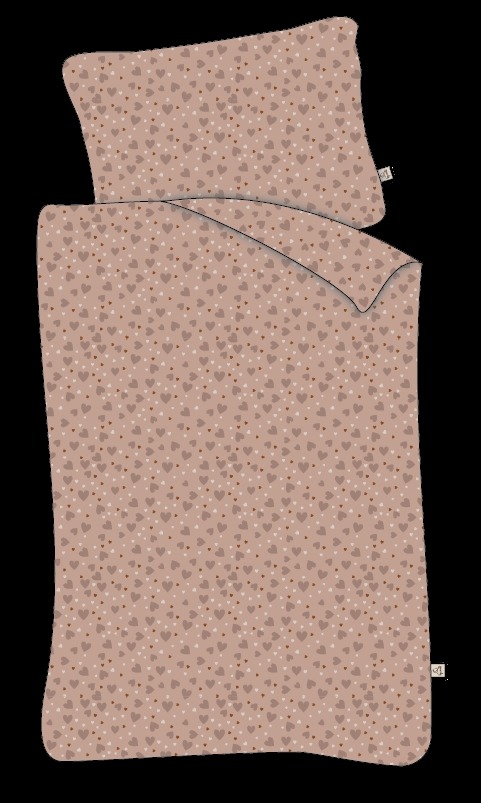 Billede af Juniorsengetøj 115x135 cm - Lyserød med hjerter - 100% bomulds sengesæt